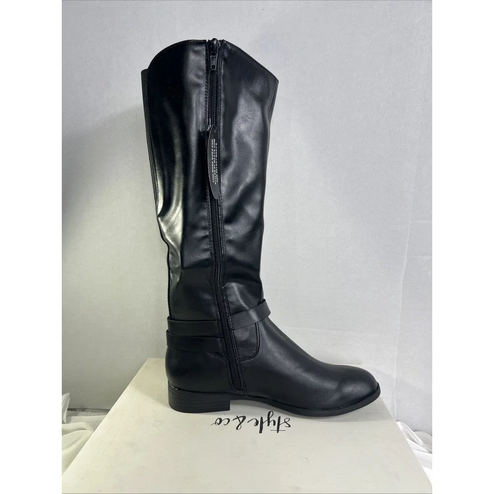 Style & Co KINDELL Women's Black Riding Boots Size 5.5 M Zipper Knee High New